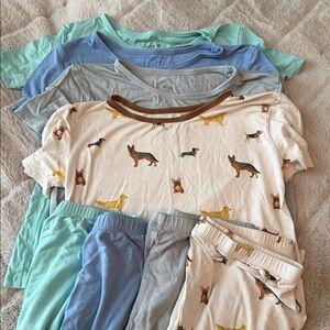 Kyte Baby Boys/Girls Pajama Set #2 - Short-Sleeve with Shorts, Size 8, Blue/Dogs